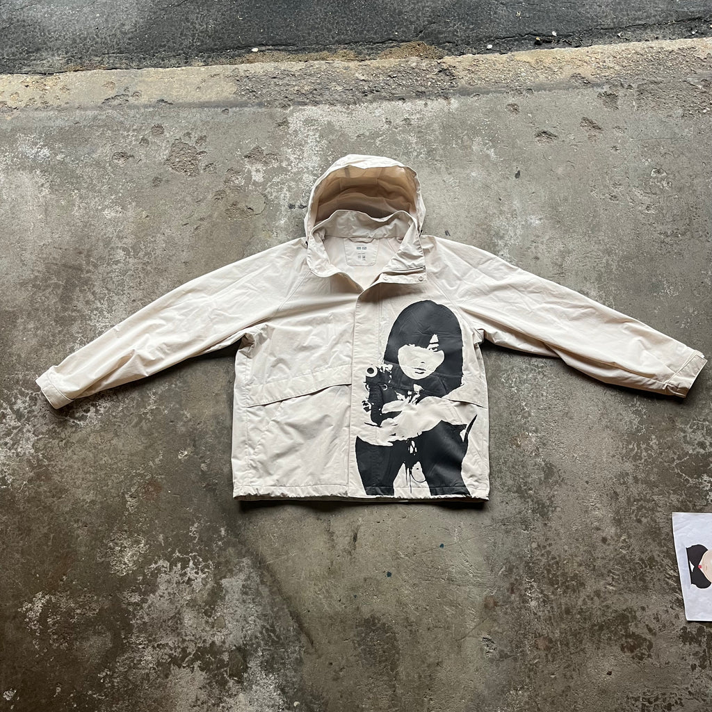 Upcycled Large Unisex Uniqlo Rainjacket - Women with Revolver