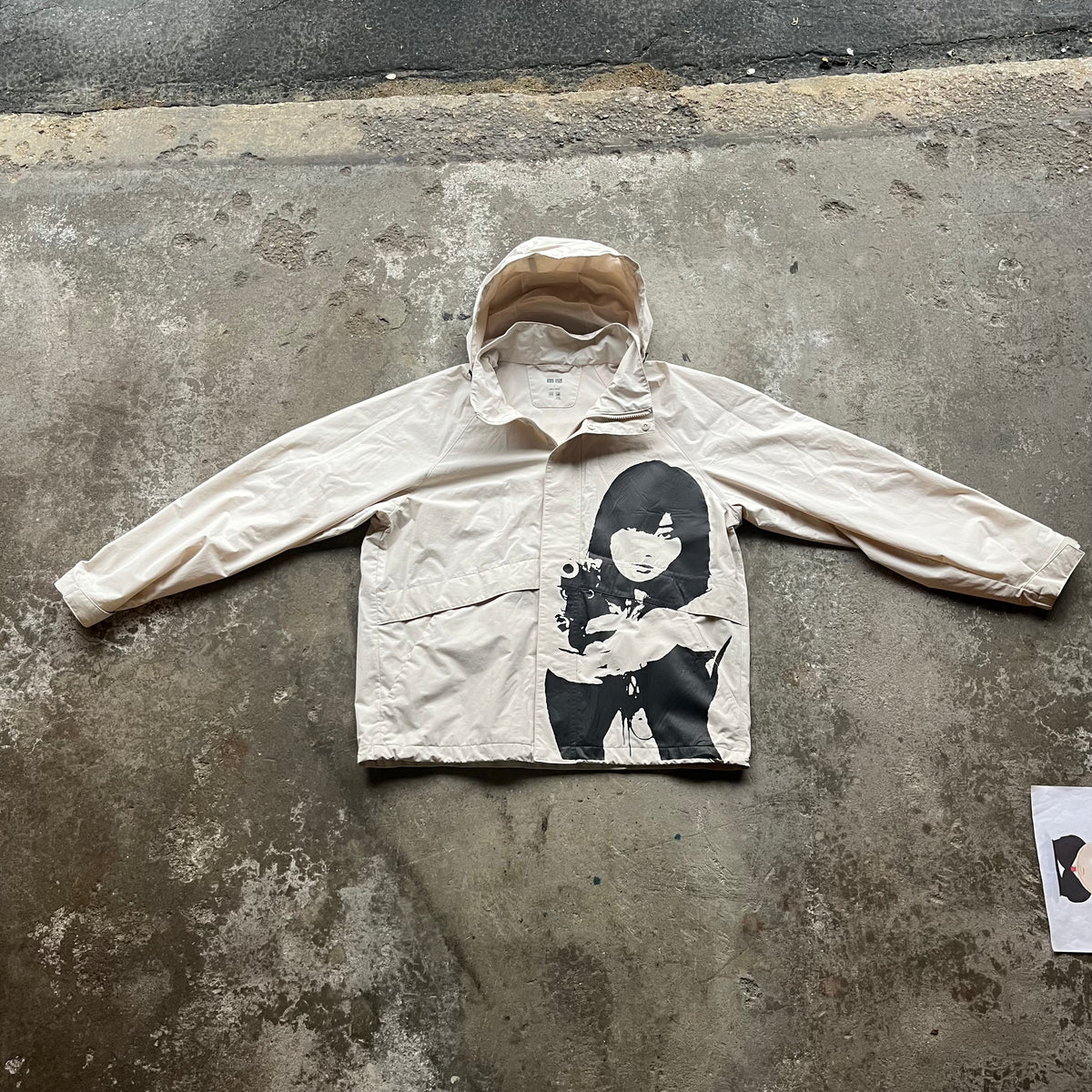 Upcycled Large Unisex Uniqlo Rainjacket - Women with Revolver