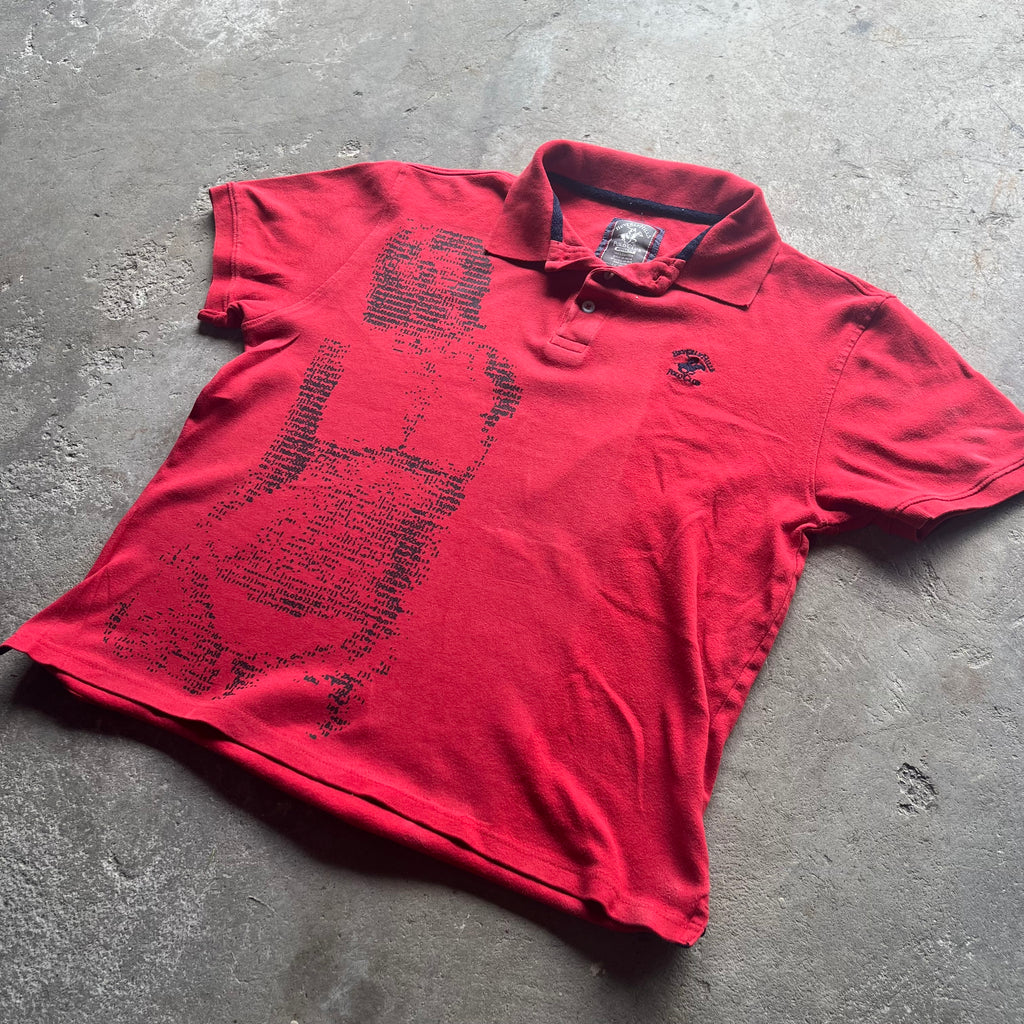 Red and Black Letter Girl Cyber Polo - Medium