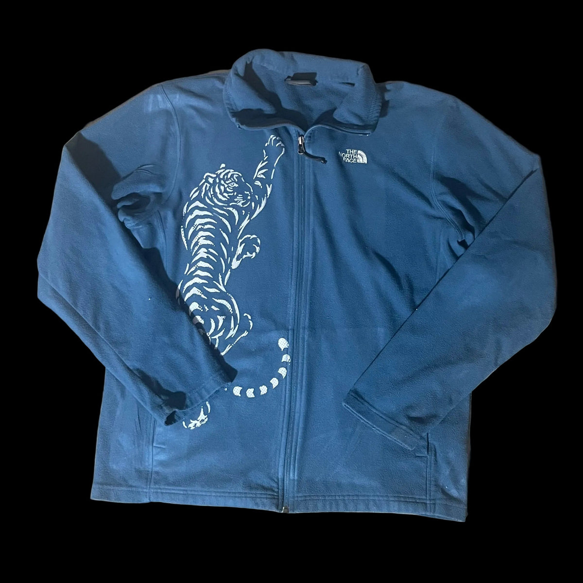 Upcycled Gray Tiger Blue North Face Fleece