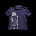 Upcycled Navy and White ASCII Code Women Polo