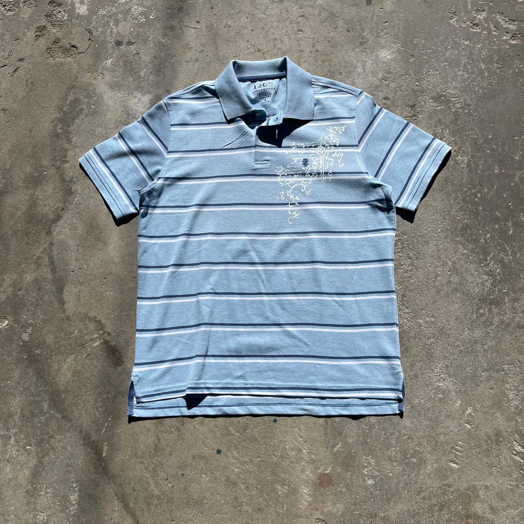 Mystery Blue and White Izod Stripped Polo