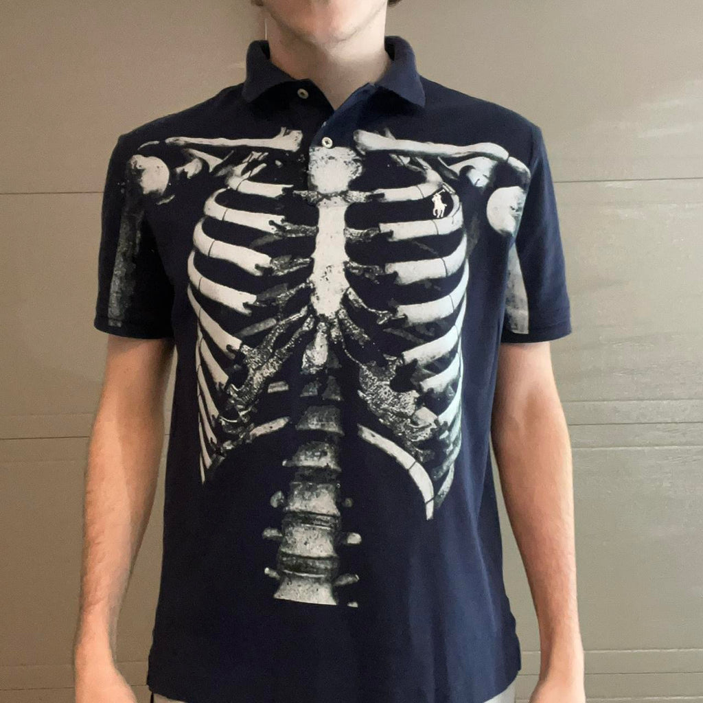 Upcycled Navy Polo Ralph Lauren Skull Rib Cage Polo