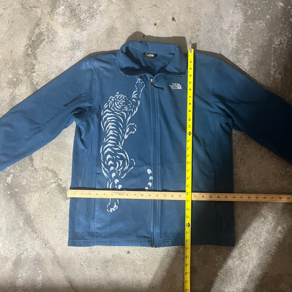 Upcycled Gray Tiger Blue North Face Fleece