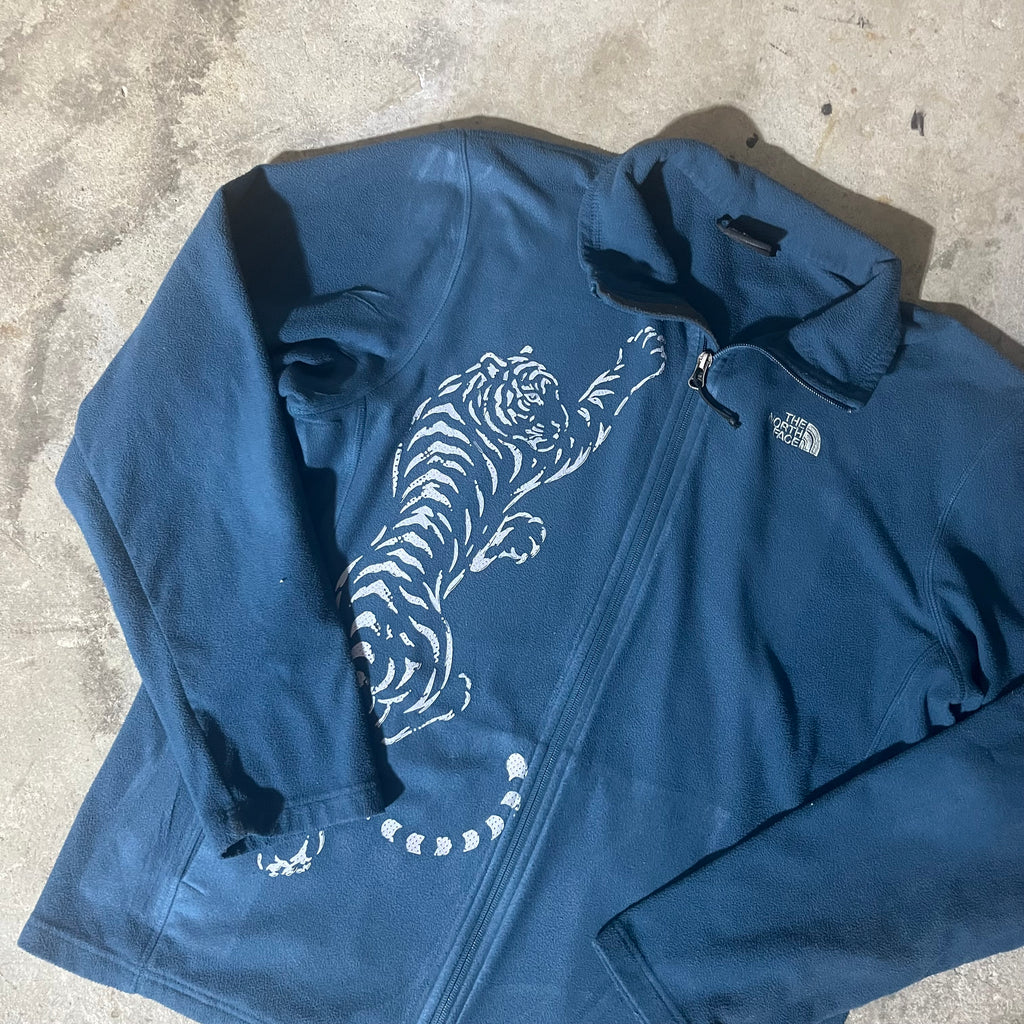 Upcycled Gray Tiger Blue North Face Fleece