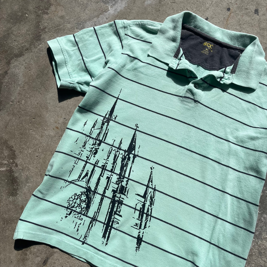 Teal and Black Night Castle Polo - Medium