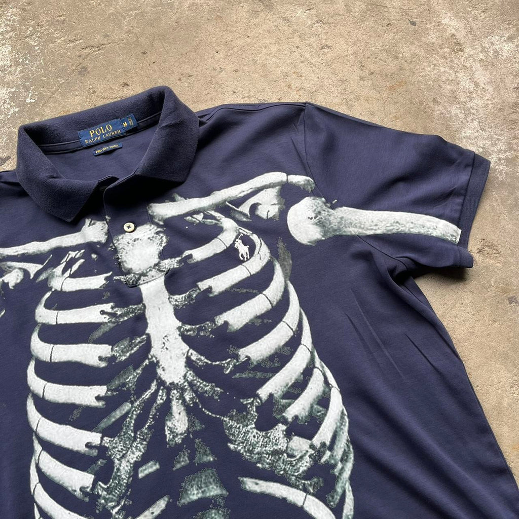 Upcycled Navy Polo Ralph Lauren Skull Rib Cage Polo
