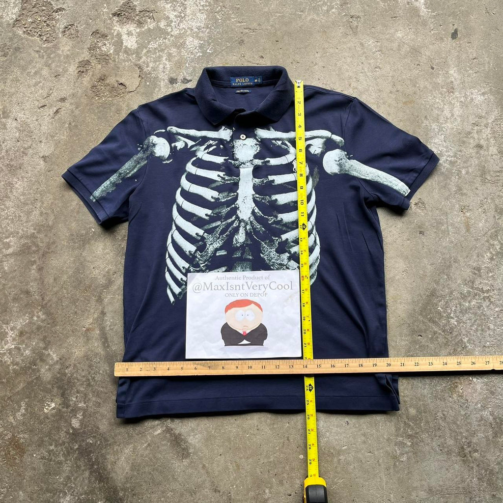 Upcycled Navy Polo Ralph Lauren Skull Rib Cage Polo