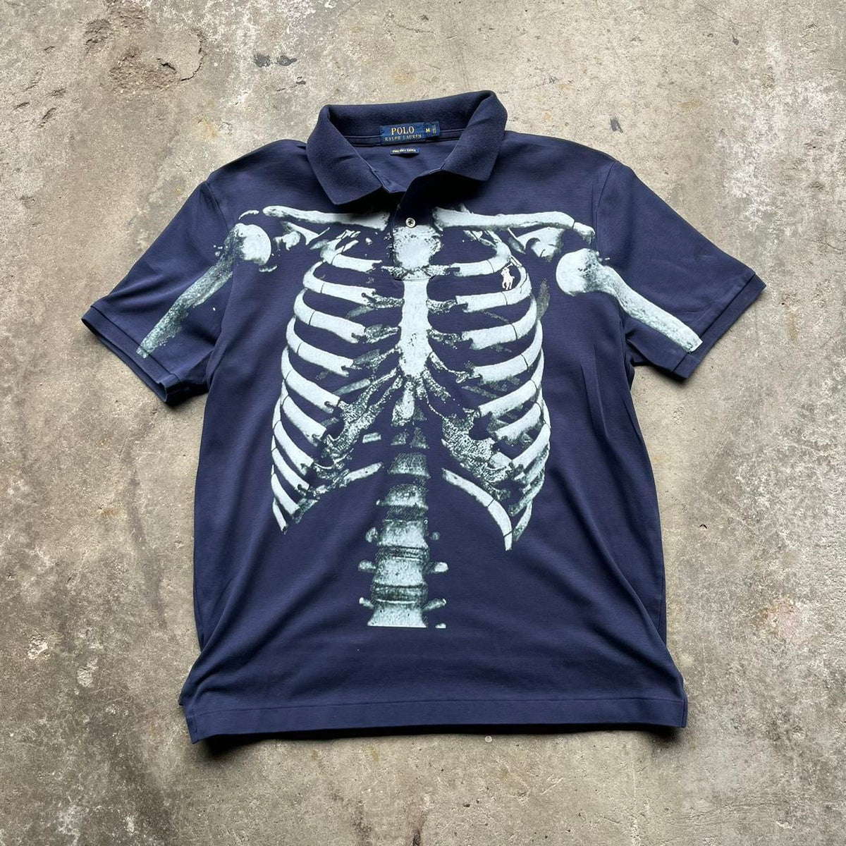 Upcycled Navy Polo Ralph Lauren Skull Rib Cage Polo