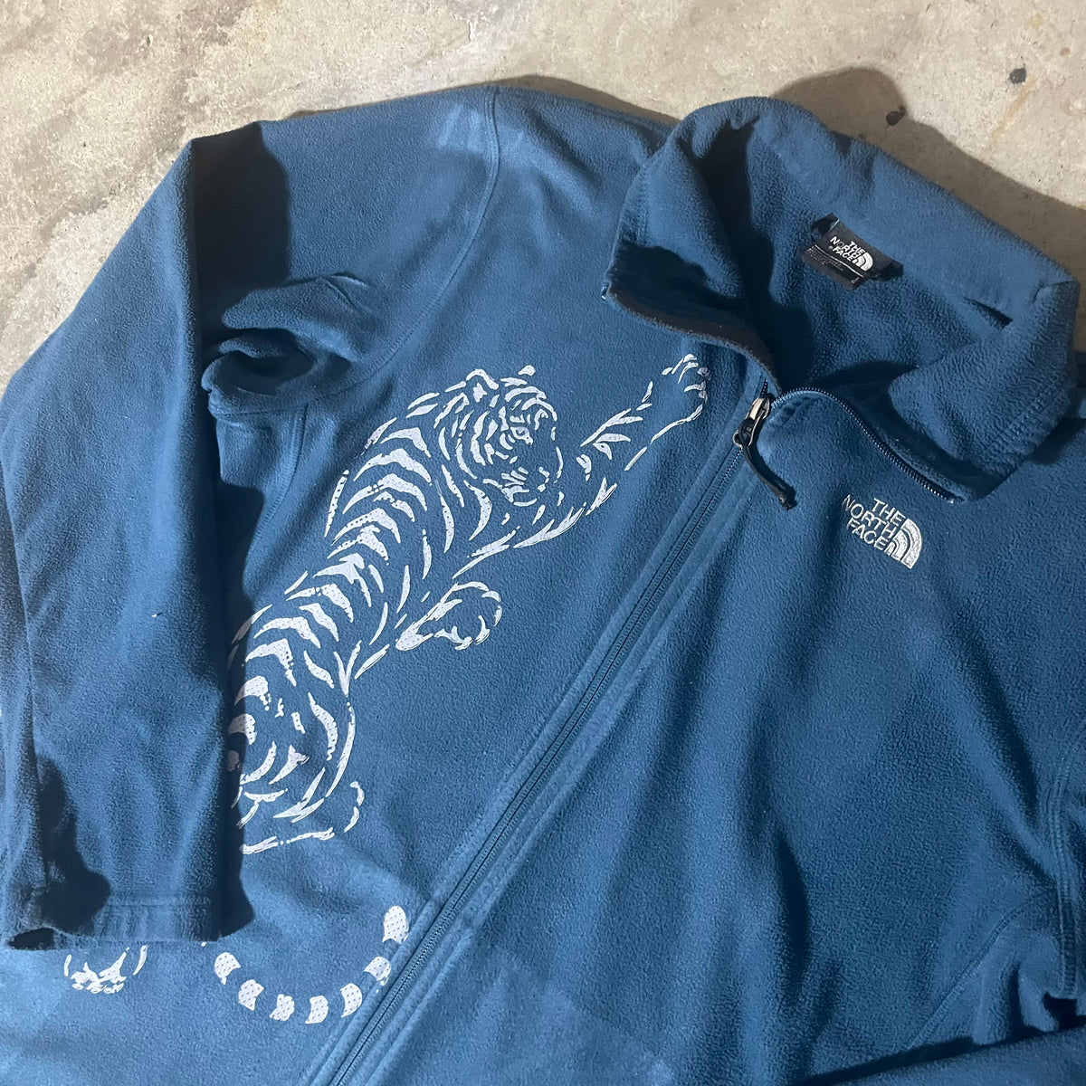 Upcycled Gray Tiger Blue North Face Fleece
