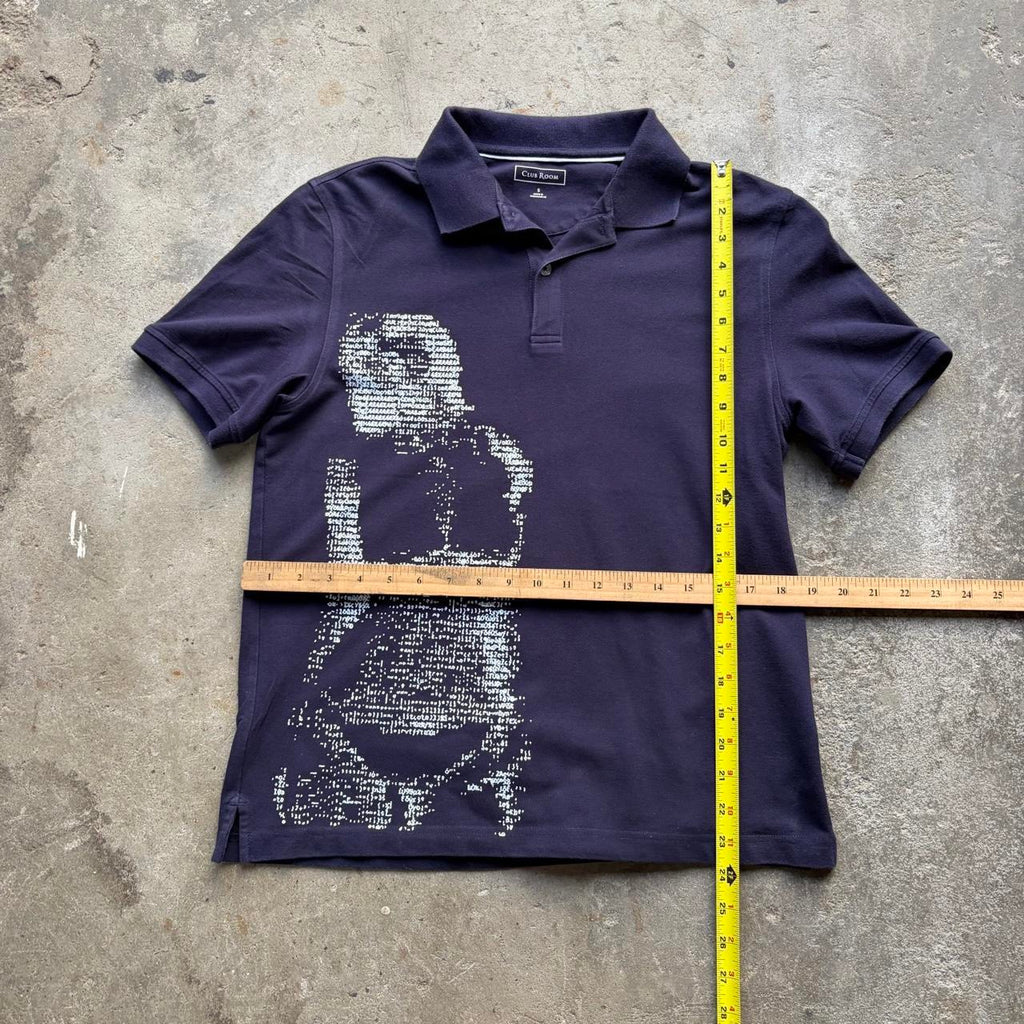 Upcycled Navy and White ASCII Code Women Polo
