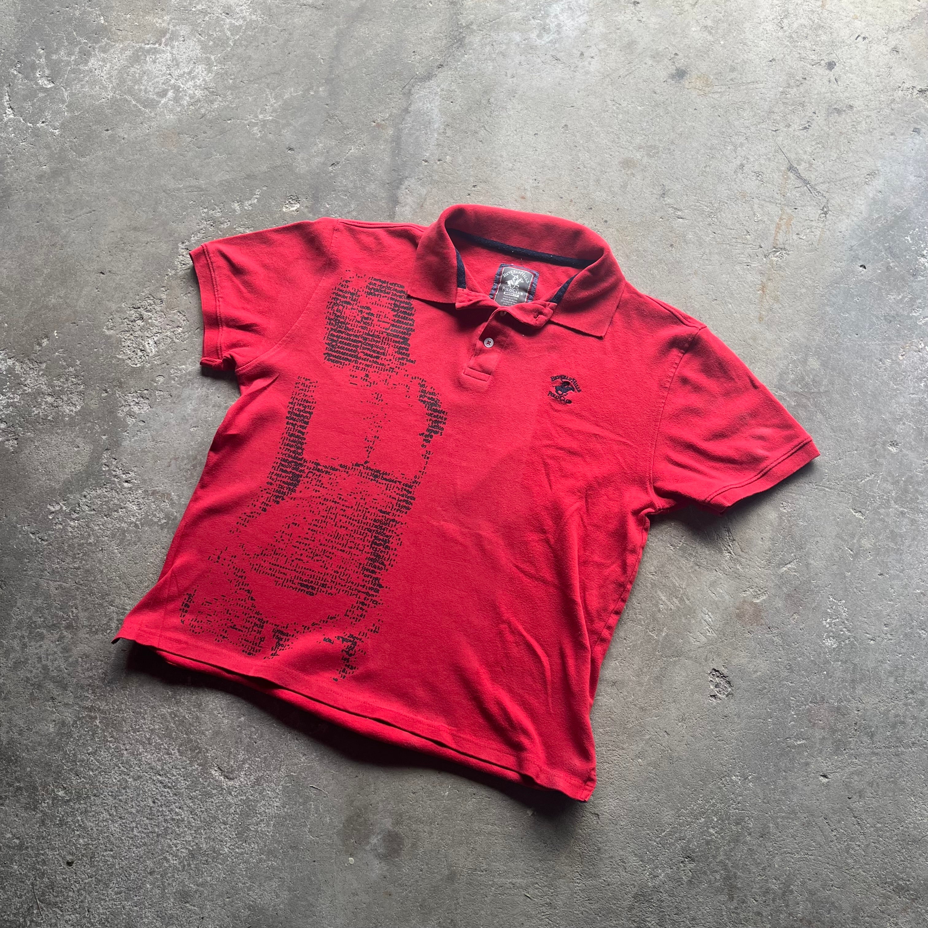 Red and Black Letter Girl Cyber Polo - Medium
