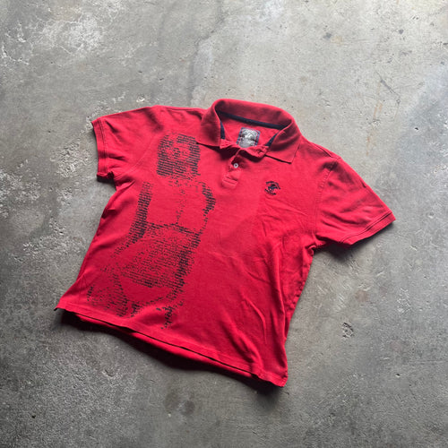 Red and Black Letter Girl Cyber Polo - Medium