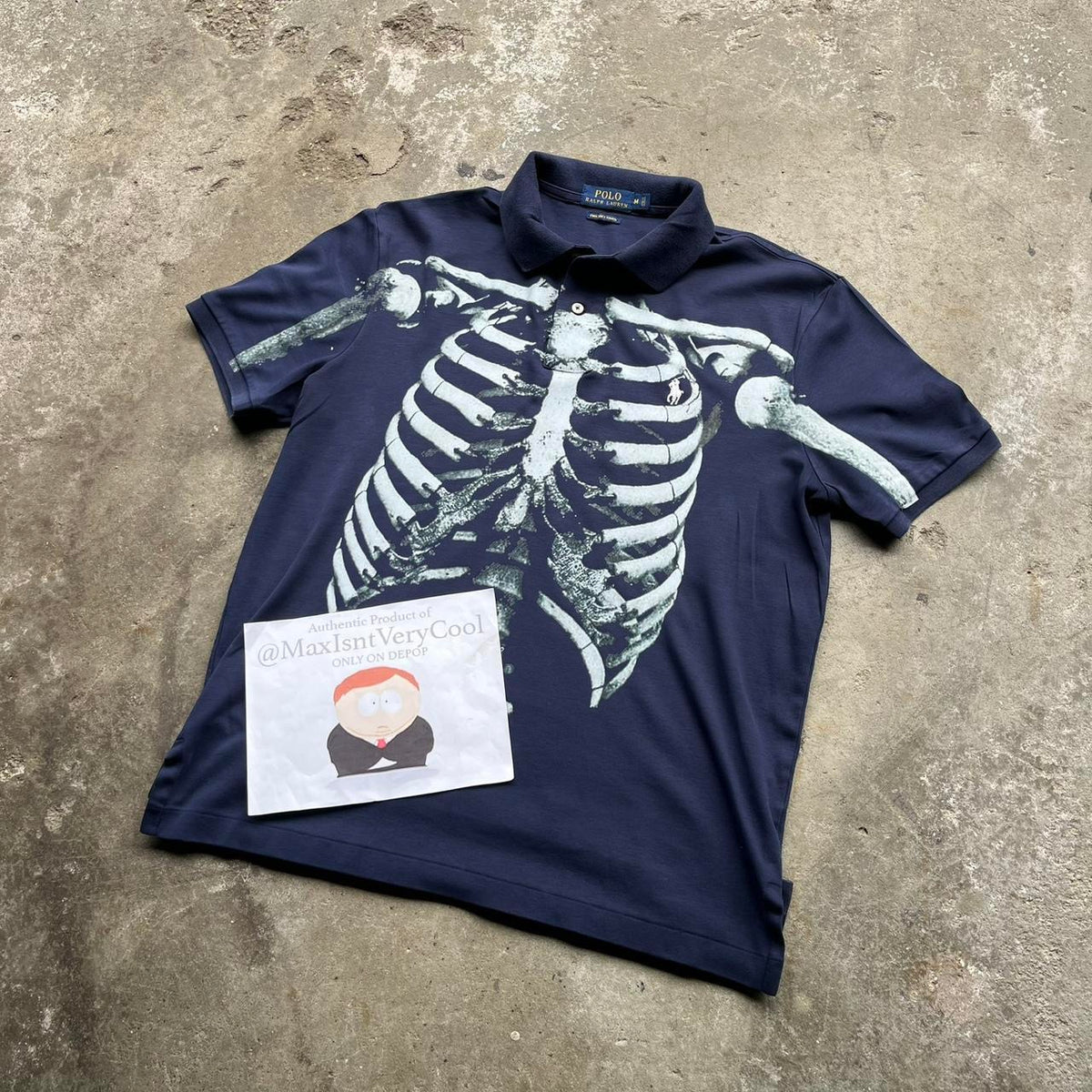 Upcycled Navy Polo Ralph Lauren Skull Rib Cage Polo
