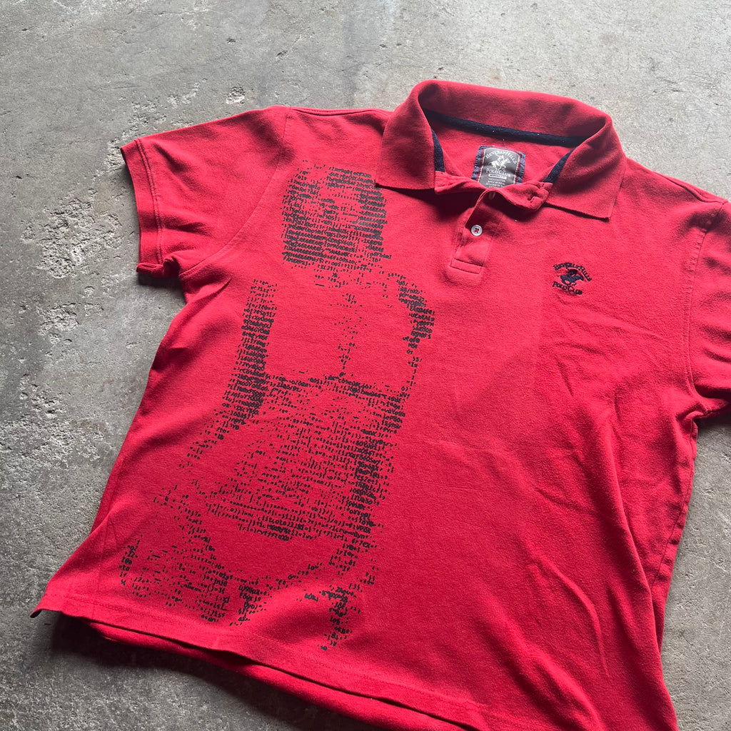 Red and Black Letter Girl Cyber Polo - Medium