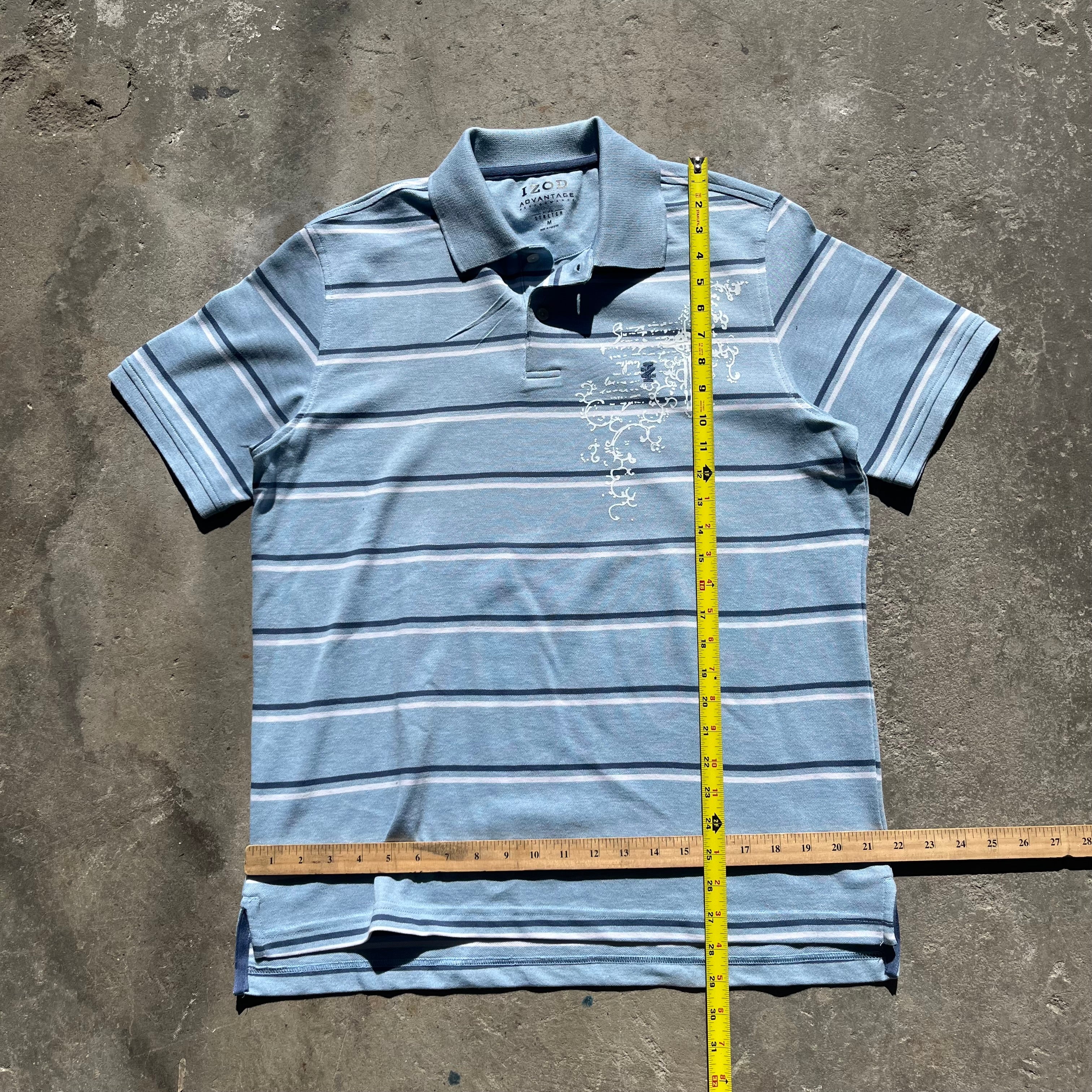Mystery Blue and White Izod Stripped Polo