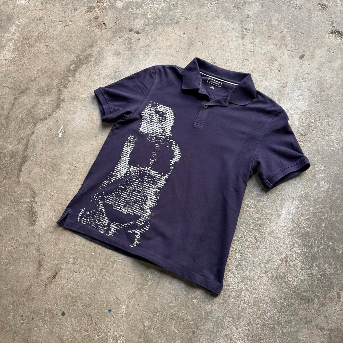 Upcycled Navy and White ASCII Code Women Polo
