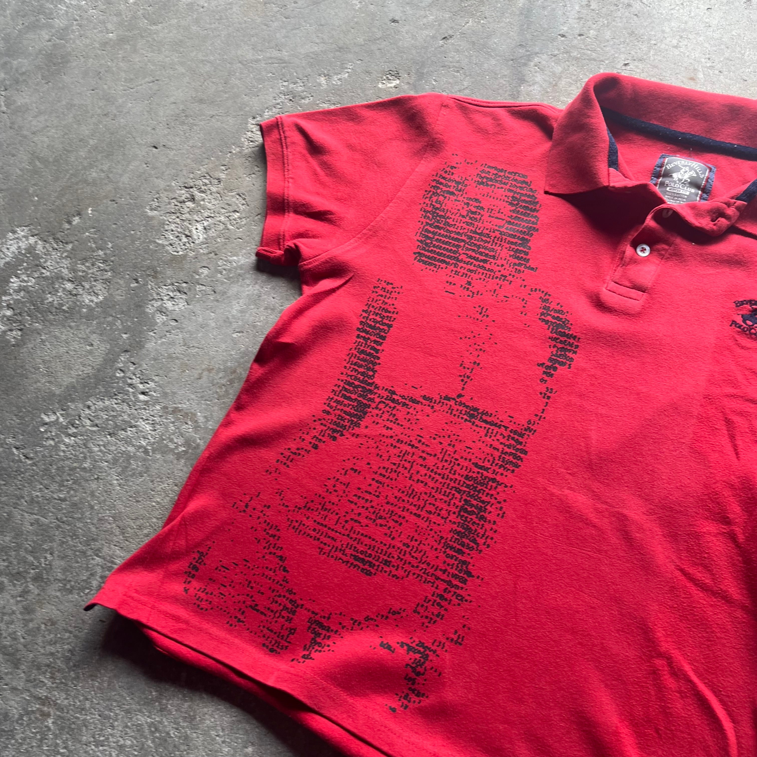 Red and Black Letter Girl Cyber Polo - Medium