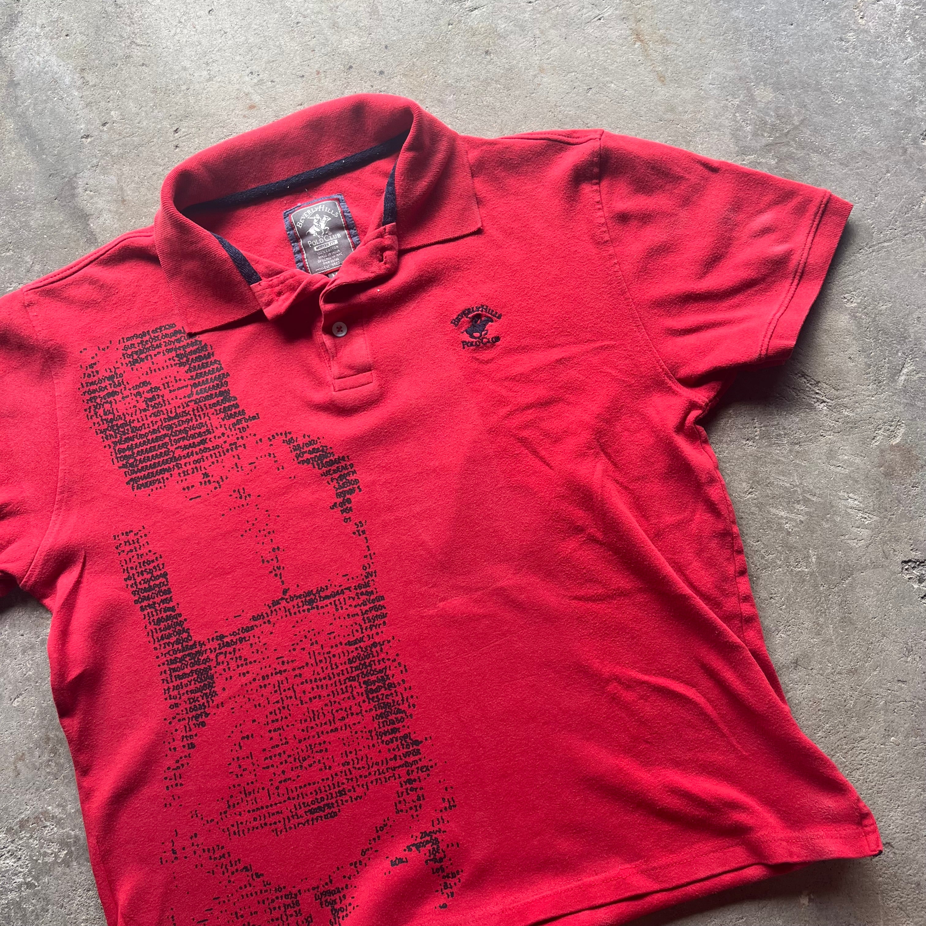 Red and Black Letter Girl Cyber Polo - Medium