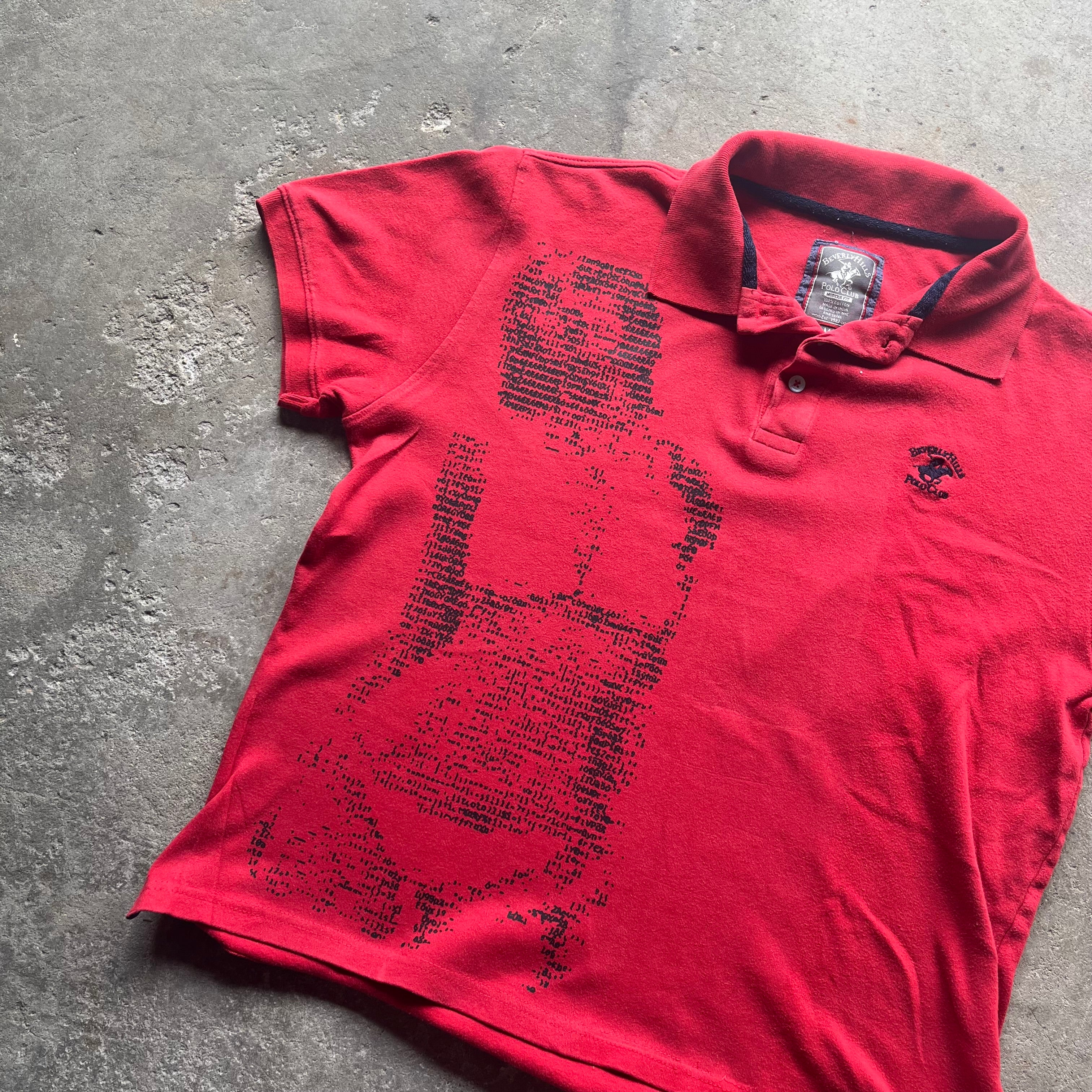 Red and Black Letter Girl Cyber Polo - Medium