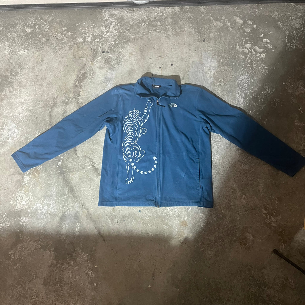 Upcycled Gray Tiger Blue North Face Fleece