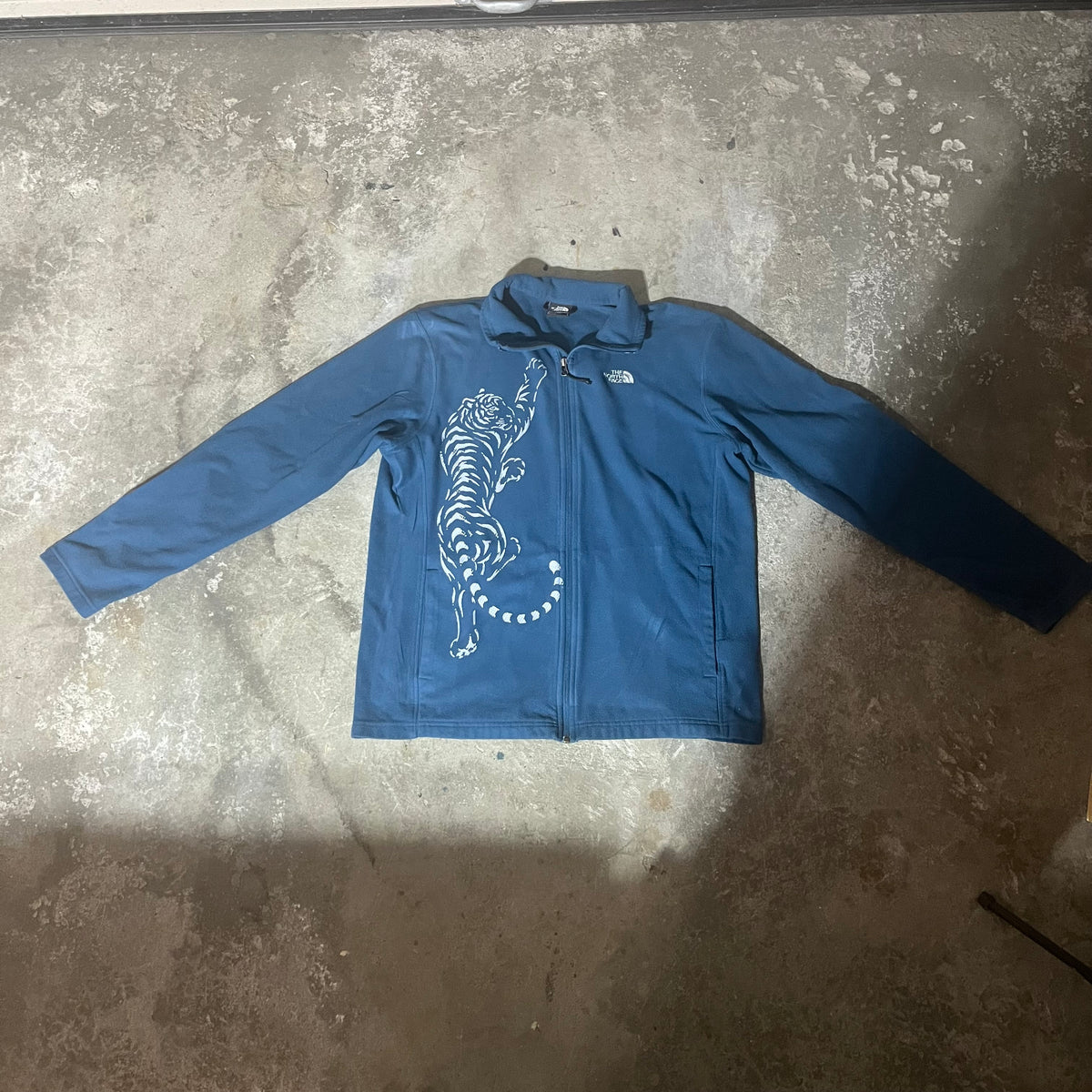 Upcycled Gray Tiger Blue North Face Fleece